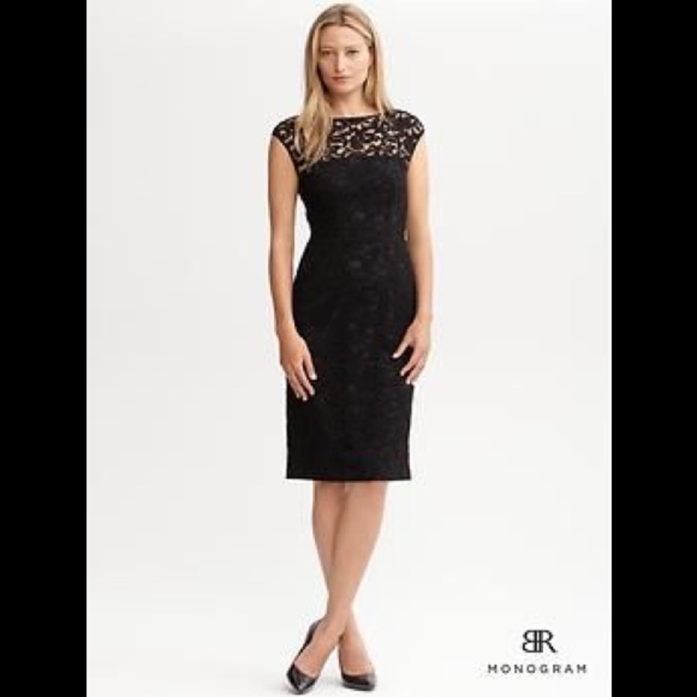 Black lace Banana Republic Monogram Size 8 Dress